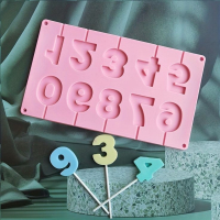 Rozi silikonski kalup za Brojeve lizalice